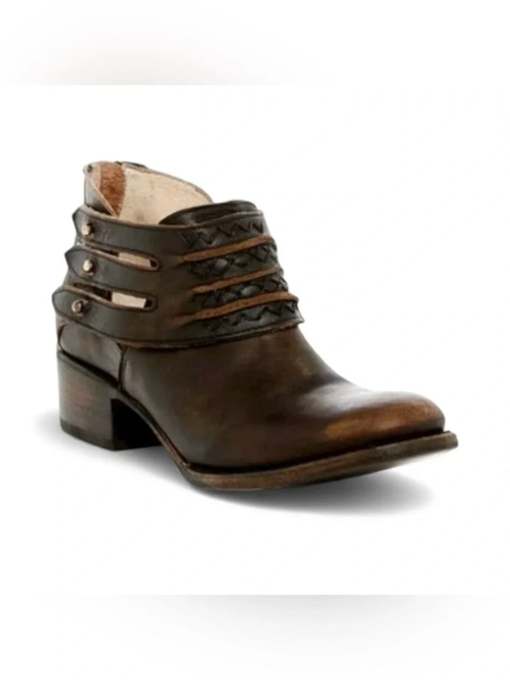 Freebird by Steven Slay Brown Distressed Leather Strap Ankle Booties 8